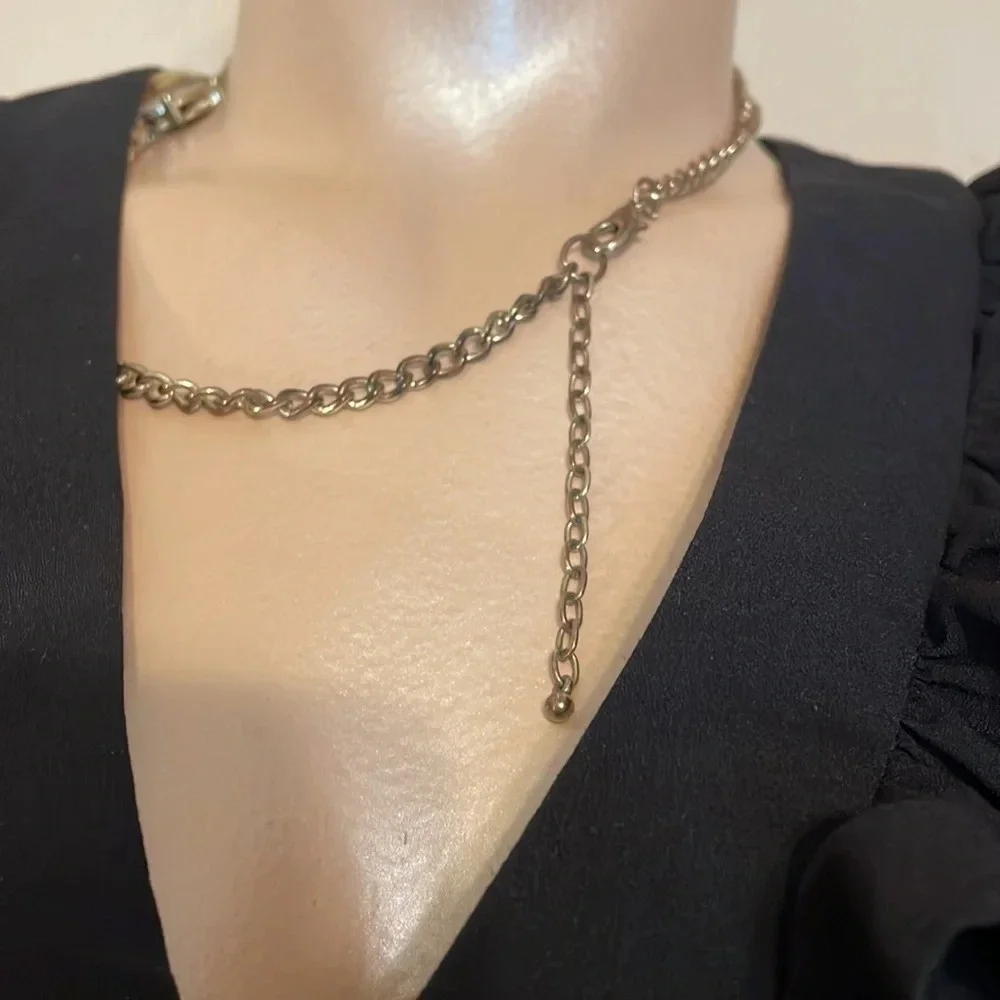Women’s necklace statement bauble Gold iridescent stone chunky dangle costume